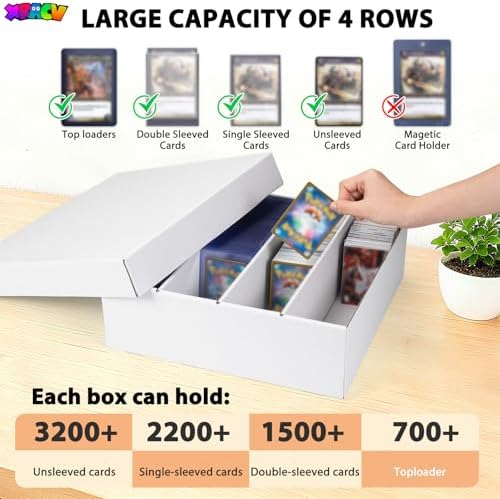 10-Pack Toploader Trading Card Storage Box, 4 Row 3200 Count White - Image 3