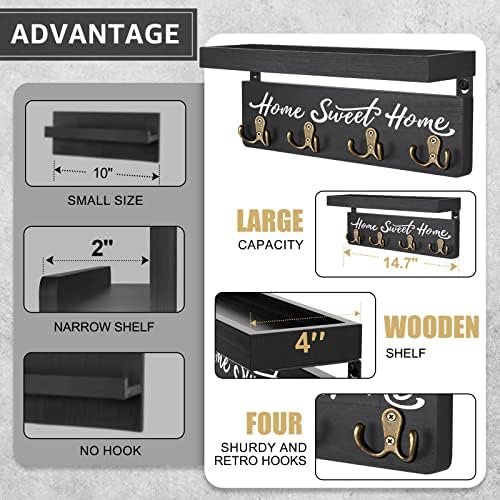 buways Key Holder Wall Mount with 8 Hooks and Cozy Home Sign(Black) - Image 6
