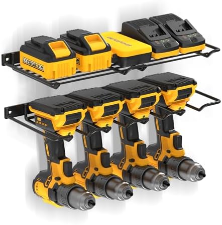 UNITEDPOWER Wall Mounted Drill Rack & Tool Shelf, Power Tool Organizer Holder, Heavy Duty Utility Storage Rack for Cordless, Battery Powered Hand Tools, Workshop, Shed, Garage - Image 6