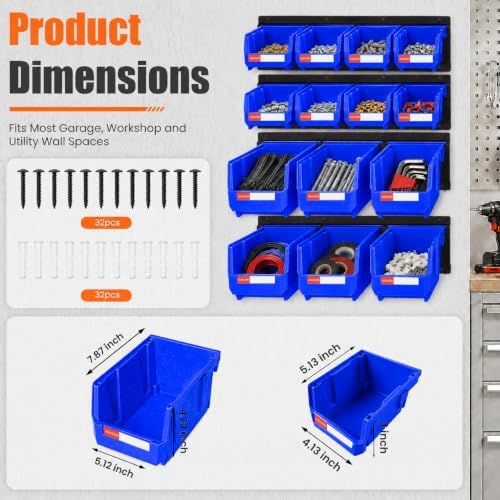 14pc Wall-Mounted Storage Organizer Mixed V1 V2 Combo Blue - Image 2