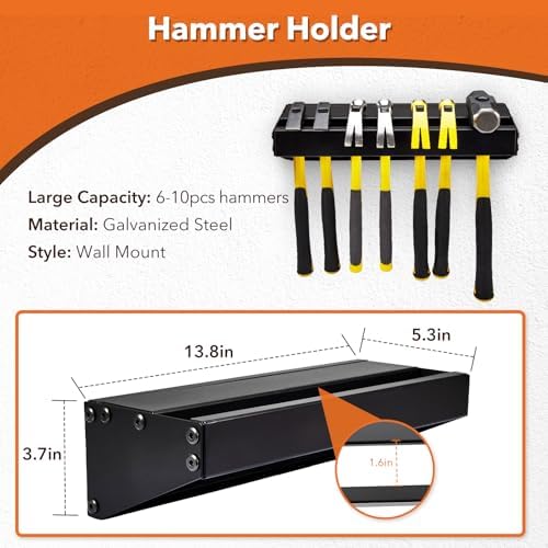 4Pcs Wall Mount Tool Organizer Set,Include Screwdriver Organizer,9mm-24mm Wrench Holder,Pliers Holder,Hammer Rack,Galvanized Steel Hand Tool Storage for Workshop,Shed,Garage,Home - Image 5