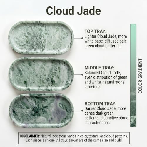 YKAJO Cloud Jade Oval Marble Tray, 11.8x5.9 Vanity Perfume Organizer Dish - Image 4