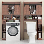 Halitaa Over The Toilet Storage Cabinet with Sliding Doors,Walnut - Image 7
