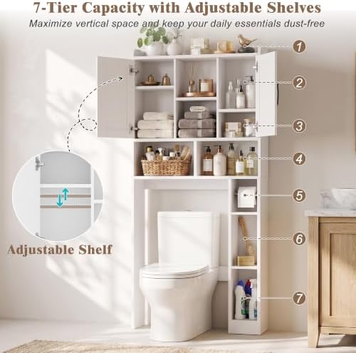 Farmhouse Over The Toilet Storage Cabinet with Barn Door, Reversible Side - Image 5