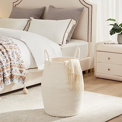 Extra Large Laundry Hamper Basket 105L Woven Blanket Basket, Beige - Image 6