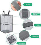 Pop Up Laundry Baskets - Mesh Collapsible Laundry Hampers Storage with Handle - Foldable for Washing Storage, Great for The Kids Room, College Dorm, Travel Organizer (Grey/Double Layer) - Image 4