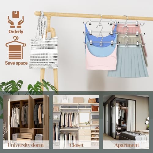 Pants Hangers Space Saving,Stackable Skirt Hangers with Clips, Hanging Closet Organizer and Storage,Clothes Hangers, College Dorm Essentials Apartment Essentials- 16 Pack - Image 3