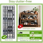 Over the Door Shoe Organizer with 40 Large Breathable Mesh Pockets, Space Saving Shoe Holder, Hanging Shoe Rack for Entryway Bedroom Closet Storage (Grey, 80 Pockets) - Image 6