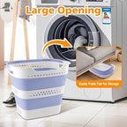 Collapsible Plastic Laundry Basket Hamper with Handles, Foldable Pop Up Storage Container Organizer for Washing Storage, Blue - Image 5