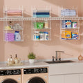 3-Tier Hanging Laundry Basket Organizer：Foldable Wire Shelf Laundry Room Organizer with 360°Rotating Hooks Small Space Solutions Closet Hanging Organizer - Laundry Organization, White Patent by Sonyabecca