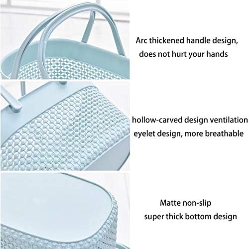rejomiik 2 Pack Plastic Shower Caddy Basket, Portable Organizer Storage Tote with Handles Toiletry Bag Bin Box for Bathroom, College Dorm Room Essentials, Kitchen, Camp, Gym, Blue - Image 5