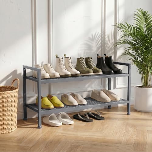 Expandable Shoe Rack for Closet, Entryway, Shoe Storage, 2-Tier, Grey - Image 6