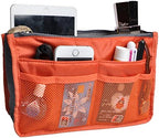 Vercord Purse Organizer Insert for Handbags Bag Organizers Inside Tote Pocketbook Women Nurse Nylon 13 Pockets Orange Medium by Vercord