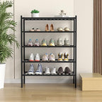ROMGUAR CRAFT 5 Tier Bamboo Shoe Rack for Closet Free Standing Wood Shoe Shelf for Entryway Small Space Stackable 27"x11"x33" (Black) - Image 2