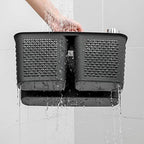 Plastic Portable Shower Caddy Basket with Handle, 3 Compartments, Dark Grey - Image 4