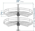 JOWBOOW 28" Corner Cabinet Lazy Susan Turntable, 270° Adjustable Height Chrome Replacement Shelves for Kitchen Corner Cabinet - Image 3