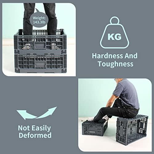Collapsible Storage Bin/Containe， Transfer box,crate Transit storage of various items (Gray 23.6" L x 15.7" W x 8.6" H-two) - Image 3