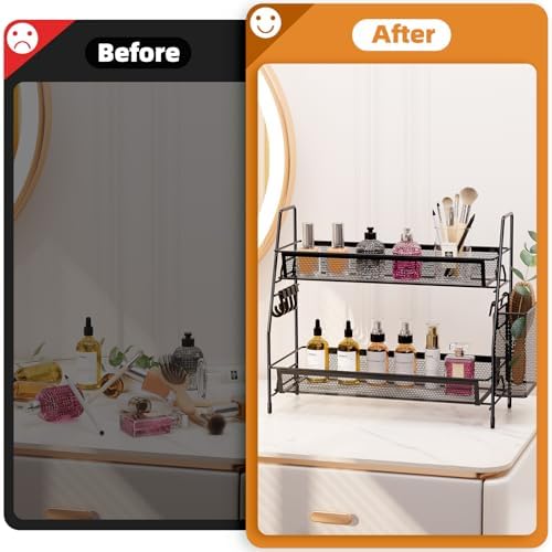 VITVITI 2 Tier Bathroom Countertop Organizer, Vanity Storage Shelf, Black - Image 4