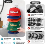 2 Pack Hat Organizer for Baseball Caps, Detachable DIY Hat Rack for Wall Hat Holder Hold up to 22 Hats, Baseball Cap Organizer Cap Holder Hat Hangers for Wall Closet Door Bedroom (C-White) - Image 3