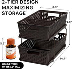 Simple Houseware 2 Tier Pull-Out Sliding Drawer Under Sink Storage, Brown - Image 2