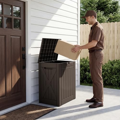 Greesum 52 Gallon Deck Box, Waterproof Storage Container, Dark Brown - Image 6
