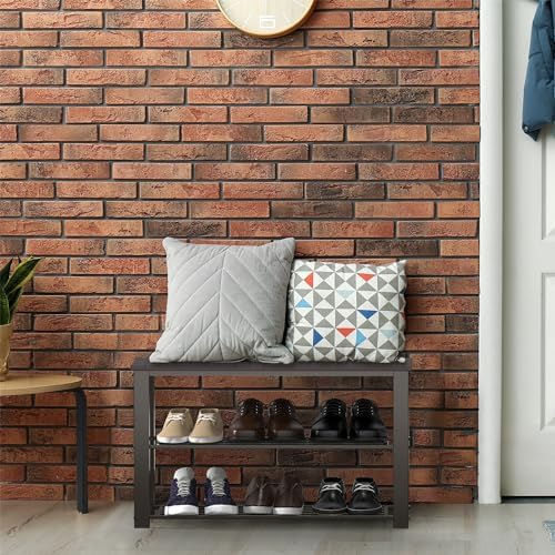 Simple Houseware Wooden Top Shoe Rack Bench for Entryway, Dark Brown - Image 2