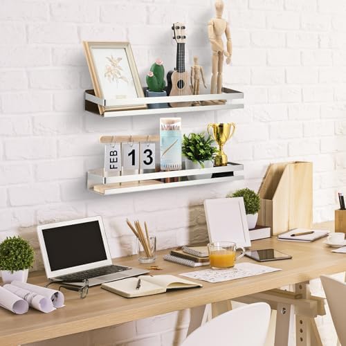 Lallisa 2 Pieces Stainless Steel Shelf Bathroom Shower Floating Shelves Wall Mounted Shower Caddy Basket Shelf Storage Organizer Shelves for Bathroom, Kitchen, Living Room(19.69 Inches/ 50 cm,Silver) - Image 2