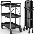 DWVO 3-Tier Foldable Service Cart with Swivel Wheels & Brake, 350LBS by DWVO