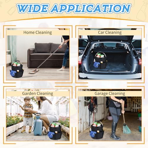 17L Cleaning Caddy with Handle & 6 Pockets, Foldable Cleaning Supply - Image 6