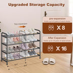 KANAV 4-Tier Expandable Shoe Rack – Adjustable Shoe Organizer & Shoe Storage for Closet, Entryway, and Front Door – Space-Saving Shoe Shelf and Rack Organizer for Home - Black - Image 4
