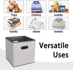 Black Foldable Storage Cubes Bins , Fabric Storage Box Cubes Organizer Baskets with Dual Handles for Home Organizer Grey Light - Image 3