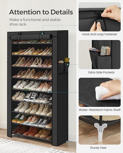 SONGMICS 10-Tier Shoe Rack with Cover, Shoe Storage Cabinet for 40-50 Pairs - Image 6