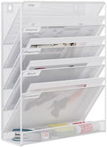 EasyPAG 5 Tier Wall File Holder, Mesh Hanging Folder Organizer with Classify Label, Versatile Desk File Holder, Vertical Wall Mounted Mail Organizer for Office Home Cubicle, White by EasyPAG
