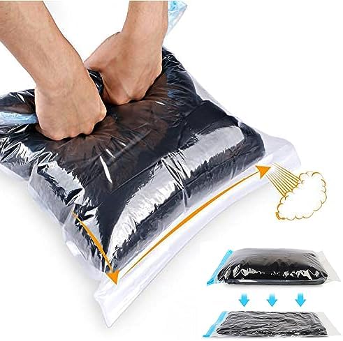 ALMING Compression Bags - Travel Essentials - 12 Pack Space Saver Bags - No Vacuum Pump Or Air Extractor is Needed - Storage Accessorie and Home Packing Organizers (transparent) by ALMING