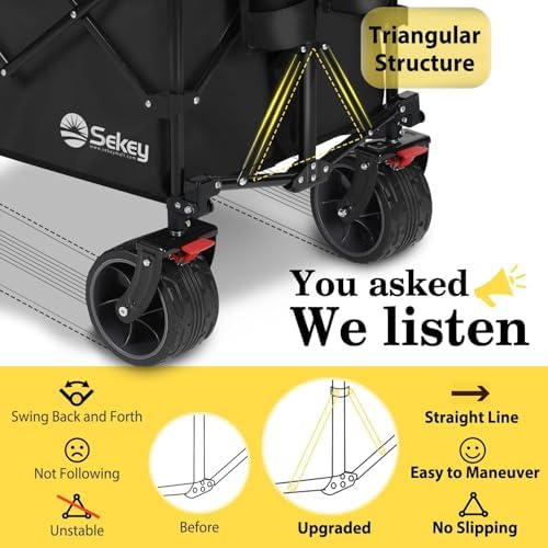 Sekey 300L Extended Collapsible Wagon, 660 lb Capacity, 48 in Long - Image 3