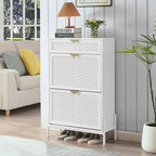 Shoe Cabinet with 2 Flip Drawers, Narrow Entryway Rack, White by VIPLUMI