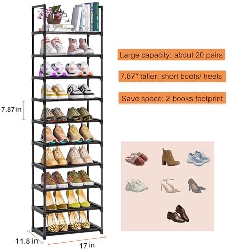 OYREL Sturdy Metal Organizer for Narrow Closets, Shoe Shelf Stand (Pack of 2) - Image 3