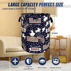 Western Cowboy Laundry Basket Oxford Cloth Foldable Hamper 18.9x16.5 Inch - Image 3