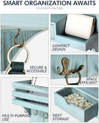 Rebee Vision Key Holder Wall Mount with Drawer & Shelf for Entryway, Blue - Image 2