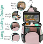 TERRA HOME College Dorm Room Essentials for Girls - Original Shower Caddy Dorm - Portable, Durable, Roomy, Foldable Water Resistant Shower Bag in Light Pink with Metal Hook for Hanging (Blush Pink) - Image 3