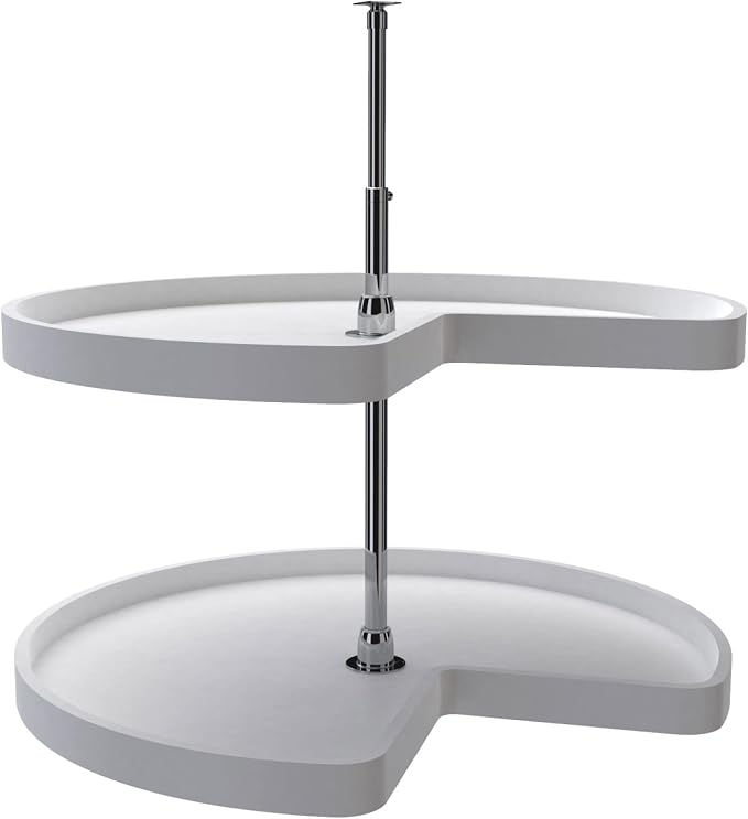 Rev-A-Shelf 32" Kidney Shaped Dual Tier Lazy Susan Organizer, White by Rev-A-Shelf