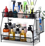 LEMIKKLE Large Countertop Organizer for Bathroom Counter, Bathroom Organizers and Storage, Under Sink Organizer Spice Rack Organizer for Kitchen with Basket(Black) by LemikkleDirect