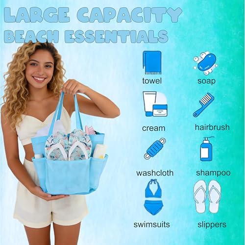 Mesh Shower Caddy Portable - 9 Pockets, Shower Bag for Dorm Room Camping - Image 7
