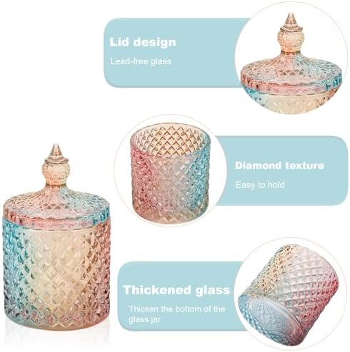 2 Pack Qtip Holder Apothecary Jars with Lid, Small and Large Rainbow - Image 5