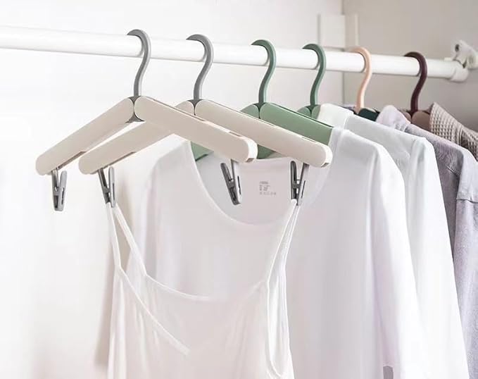 4 Pack Foldable Travel Hangers with Hidden Clips(Green) - Image 7