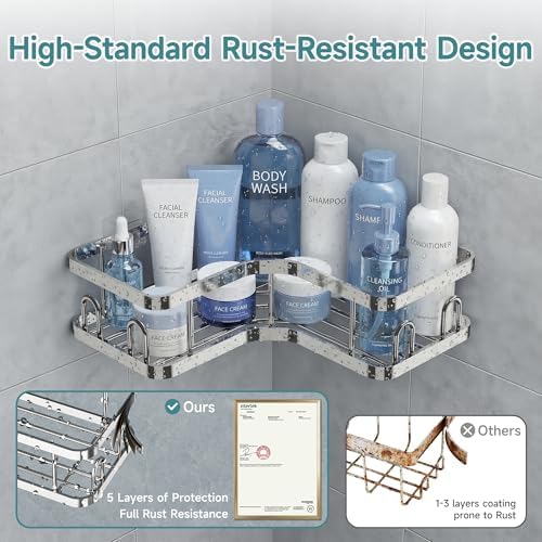 Veken Large Capacity Corner Shower Caddy 6-Pack, Advanced Rustproof Design - Image 2