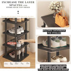 Vertical Shoe Rack - Tall Narrow Shoe Rack Organizer for Small Spaces,12 Tier Bamboo Shoen Shelf for Entryway,Closet,Corner,Doorway,Skinny Shoe Shelf Space Saving Shoe Storage,Free Stackable DIY - Image 4