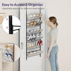 SWTYMIKI Over the Door Shoe Organizer - Adjustable 6 Tier Hanging Shoe Rack Organizer, Metal Heavy Duty Behind Door Storage or Wall Mount Shoes Shelf for Flats, Heels, Sneakers, Boots - Image 3