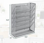 EASEPRES 6 Tier Mesh Hanging Wall File Organizer, Desk Vertical Mail Paper Document Folder Holder Rack with Bottom Tray and Nametag Label for Office Home School, Gray - Image 2