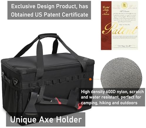 Tactical Camping Storage Bag Utility Tote Bag Camping Kitchen Organizer with Axe Holder & Shoulder Strap - Image 3
